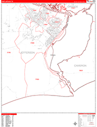 Port Arthur Wall Map Zip Code Red Line Style 2026